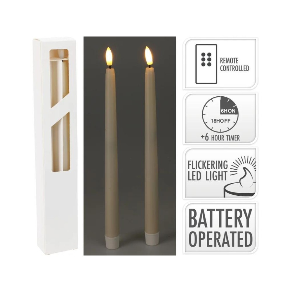 2 CANDELE LED 27 CM. AVORIO
